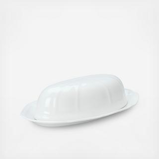 Antique White Covered Butter Dish