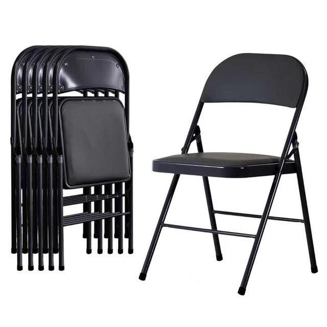 6 Pack Black Folding Chairs with Padded Cushion and Back, Foldable Indoor Outdoor Chairs with 330-LBS Capacity, Portable Heavy Duty Metal Frame Commercial Seat for Kitchen, Party, Events, Wedding