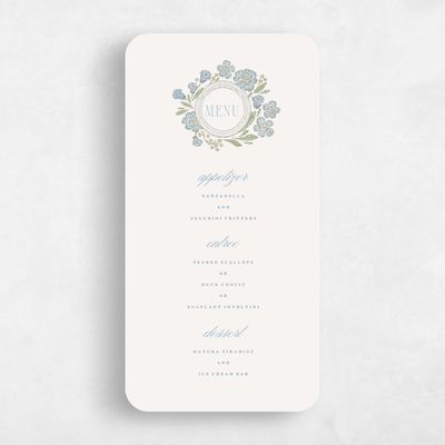 Blue Rounded Wedding Menu - Persephone