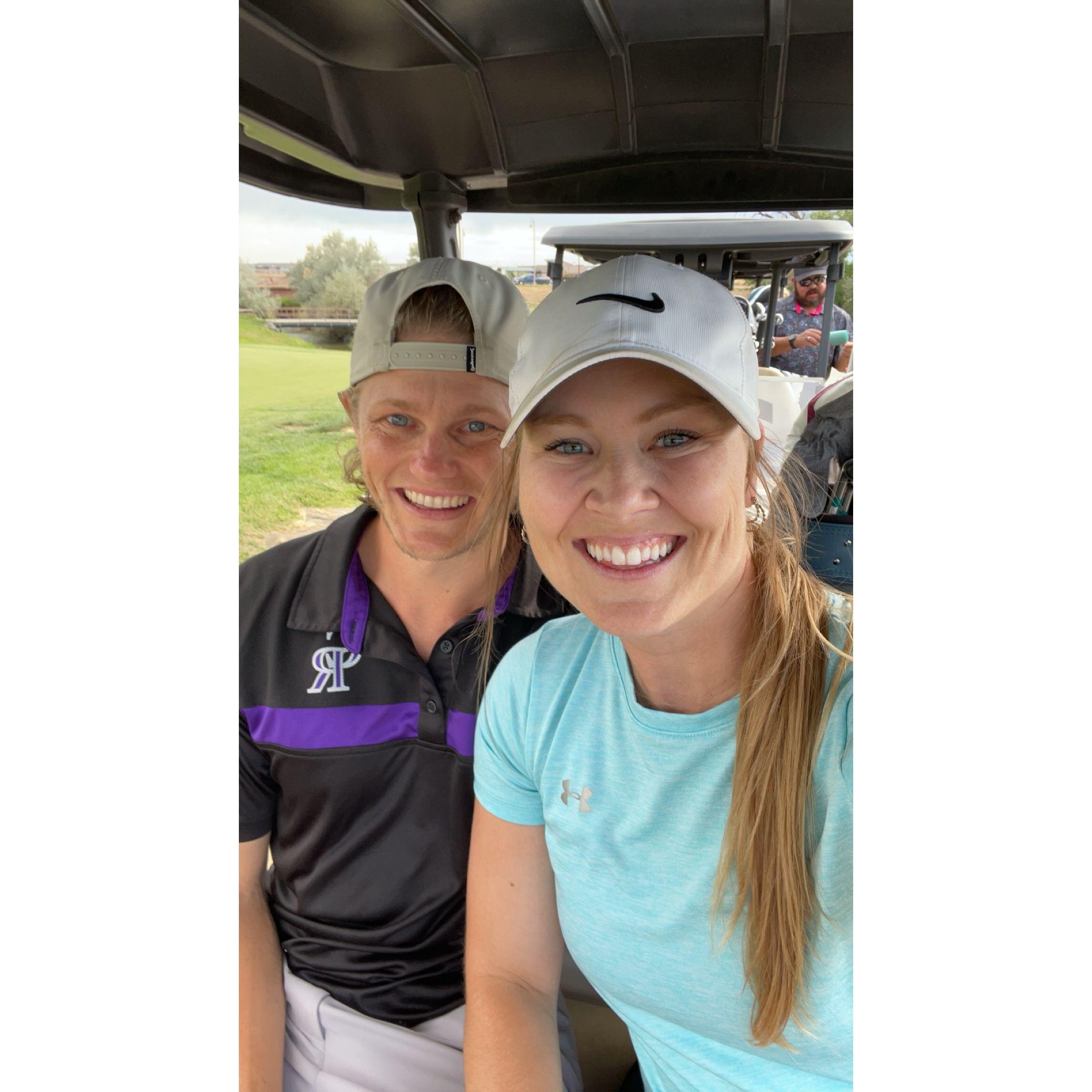 Golfing together is one of our favorite hobbies