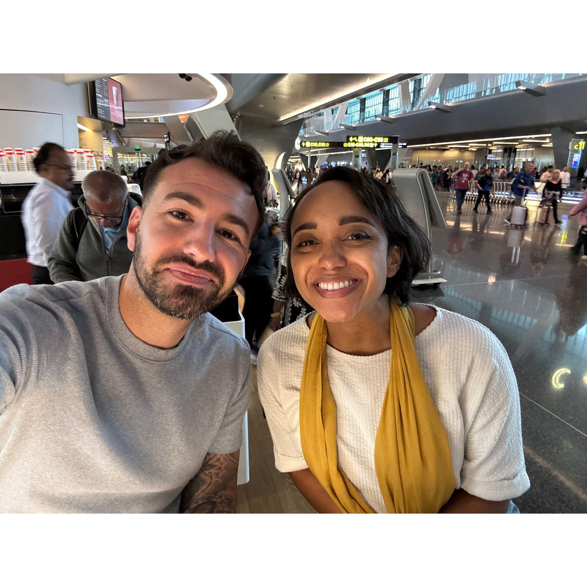 The beginning of our LONG journey home from Cairo, Egypt