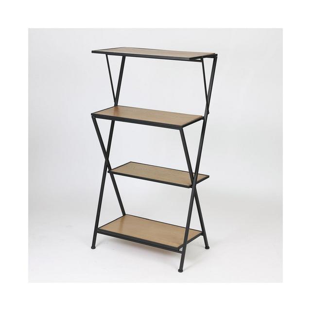 Luxen Home Modern Wood And Metal 55.6" Height Four-Tier Etagere Bookcase