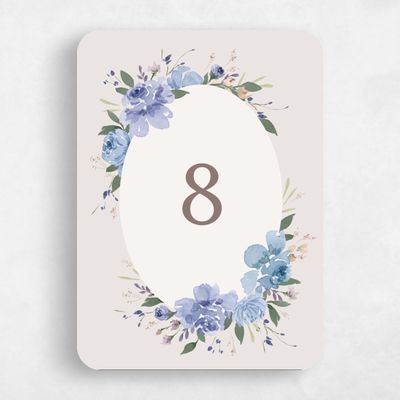 Blue Rounded Wedding Table Number - Reagan