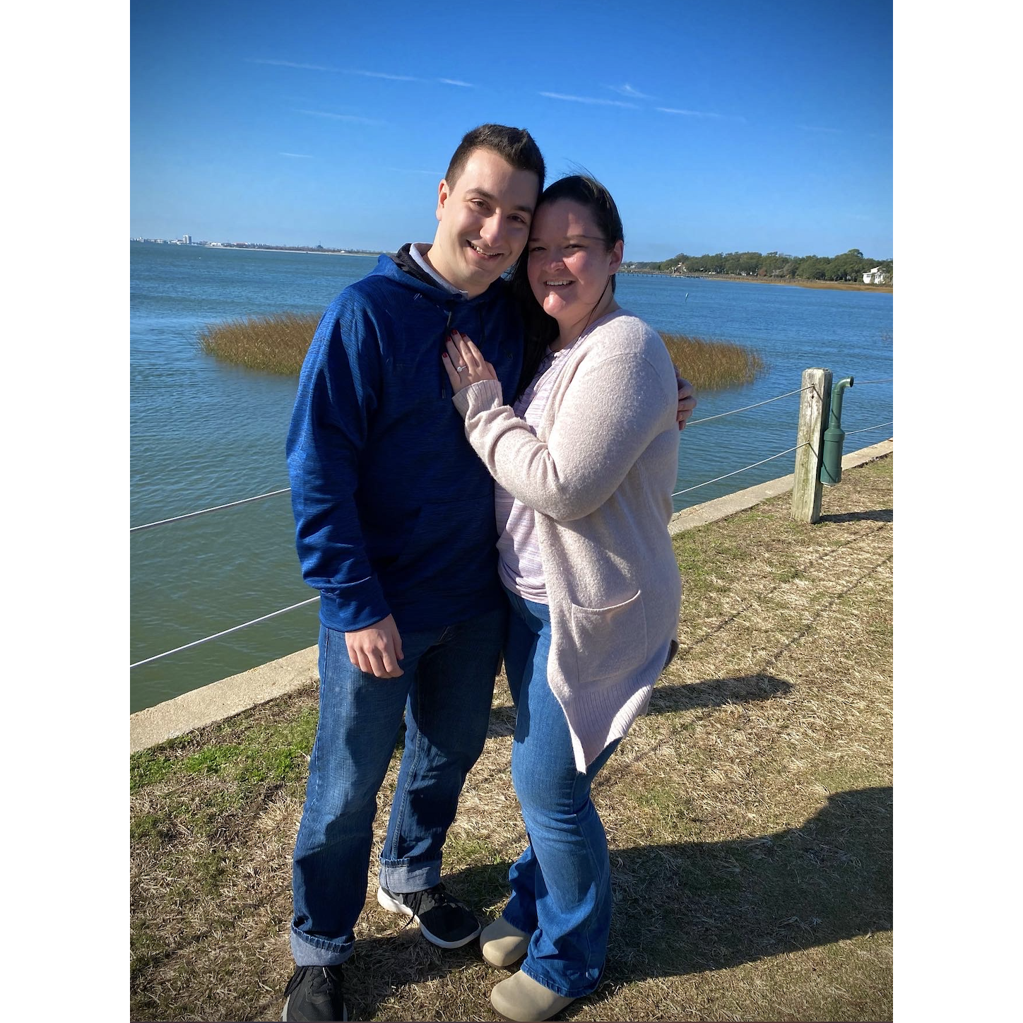 Saying "I do" at Pitt Street Bridge, Mount Pleasant SC