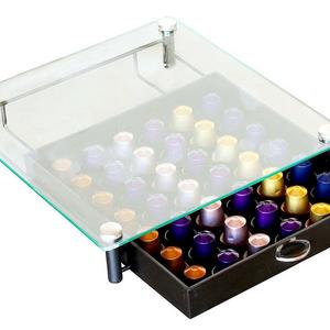 Deco Brothers - DecoBros Crystal Tempered Glass Nespresso OriginalLine Storage Drawer Holder for Capsules