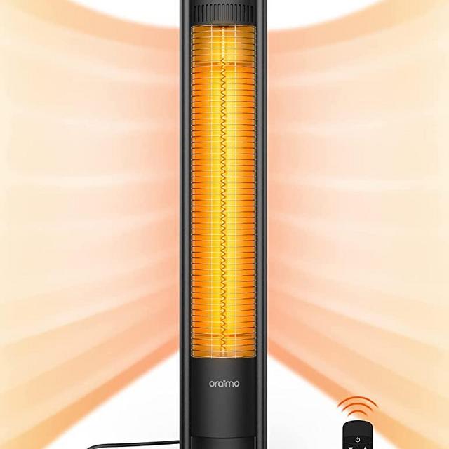 Oraimo Patio Heater, Outdoor Heater with Remote, 1500/750W ETL, IP55- Certificatied Quiet Electric Infrared Heater with Triple Protection portable for Bedroom, Living Room, Balcony and Garage Use