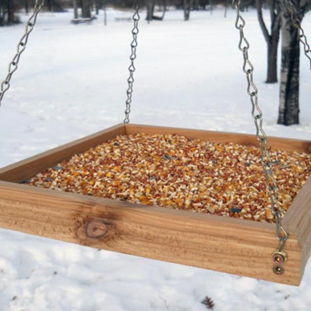 Hanging Bird Feeder - Tray Bird Feeder - Wood Bird Feeder