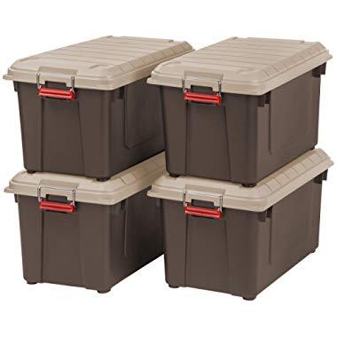 IRIS 82 Quart Weathertight Store-It-All Tote, 4-Pack, Brown