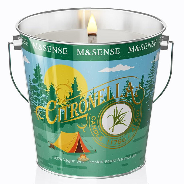 M&SENSE Citronella Candles Outdoor, 220 Hours Burn Natural Citronella Oil Soy Candle for Patio Camping, 41.5oz Large Long Lasting Lemongrass Summer Candles for Indoor Home Scented