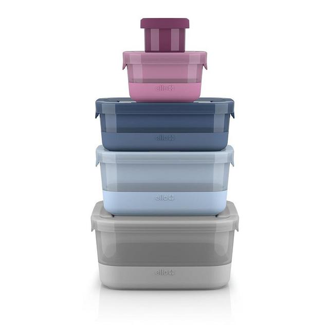 Ello Plastic Mixed Meal Prep 10Pc, 5 Pack Set- BPA Free Plastic Food Storage Containers with Silicone Boot and Airtight Plastic Lids, Dishwasher, Microwave, and Freezer Safe, Elderberry