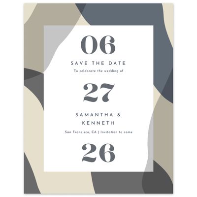 Charcoal, Grey Wedding Digital Save the Date - Everly Portrait