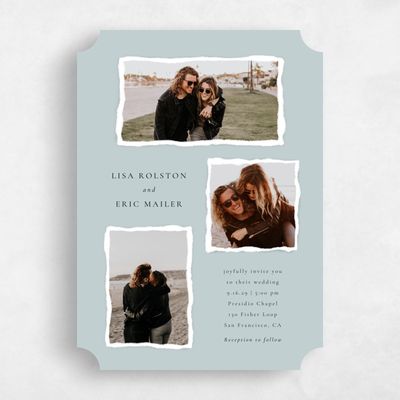 Blue Ticket Wedding Invitation - Jayden Multiphoto