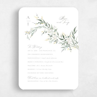 White Rounded Wedding Program - Darcy Foil