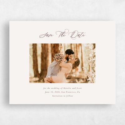 Maroon, Red Wedding Save the Date - Chapel Photo