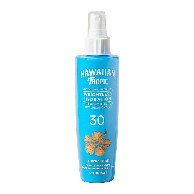 Hawaiian Tropic Weightless Hydration Water Mist for Body SPF 30, 5.2Fl Oz | Hawaiian Tropic Body Spray Sunscreen Mist, Water Based SPF 30, Non-Aerosol Sunscreen Spray, 5.2Fl Oz