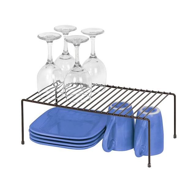 Smart Design Cabinet Storage Shelf Rack - Large (8.5 x 16 Inch) - Steel Metal Wire - Cupboard, Plate, Dish, Counter & Pantry Organizer Organization - Kitchen [Bronze]