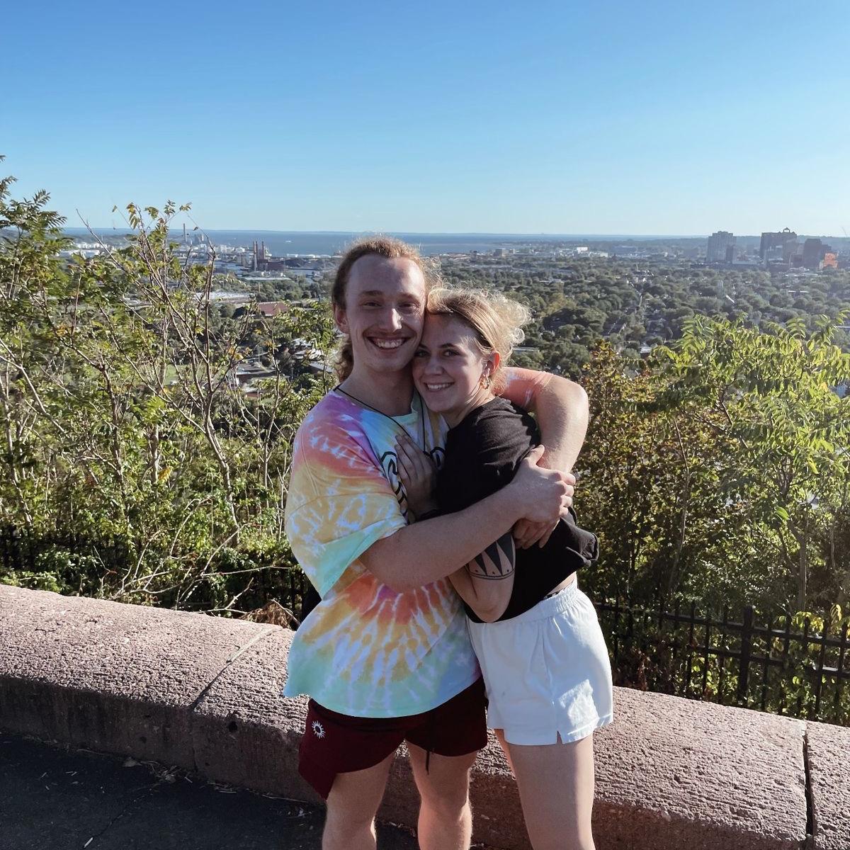 Hike to the top of East Rock! Only one person in this photo did it wearing shoes...