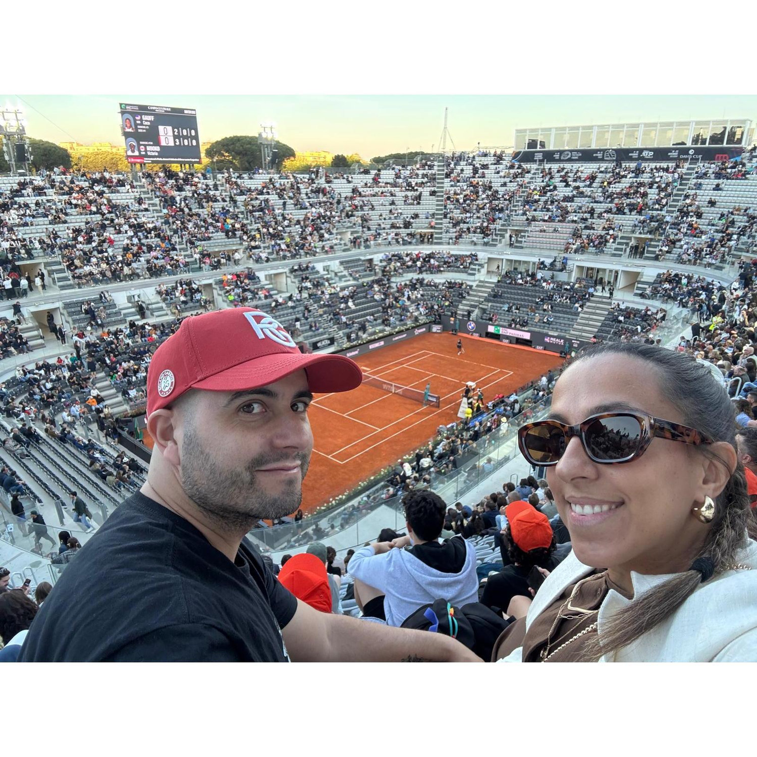 A nossa primeira vez a assistir um jogo de ténis, no Foro Italico, em Roma