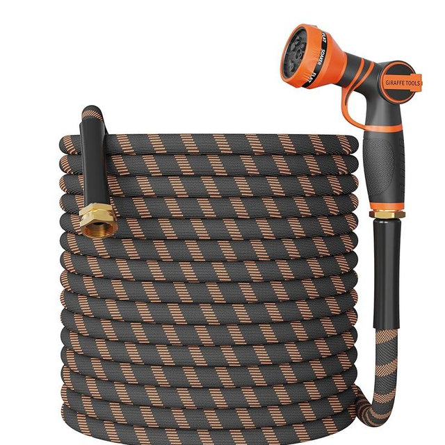 Giraffe Tools Garden Hose 100FT 1/2” Lightweight Flexible Water Hoses Burst 600 psi with 9 Spray Function Nozzle Heavy Duty Hose