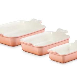 Le Cruset Heritage 3-Piece Rectangular Baking Dish Set, Color: Peche