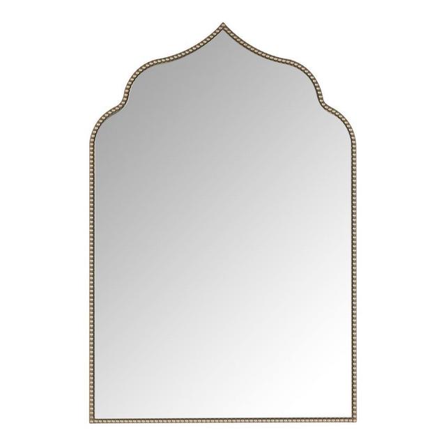 Medium Ornate Arched Champagne Classic Accent Mirror (35 in. H x 24 in. W)