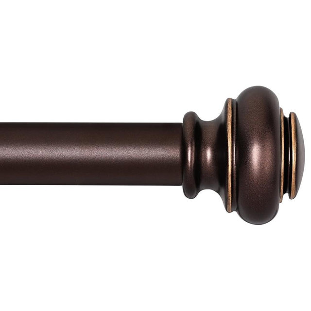 SIMEWIN Heavy Duty Curtain Rods for Windows 48 to 84 Inches, Bronze Curtain Rods with Classic Finials for Bedroom, Living Room, Patio, Kitchen