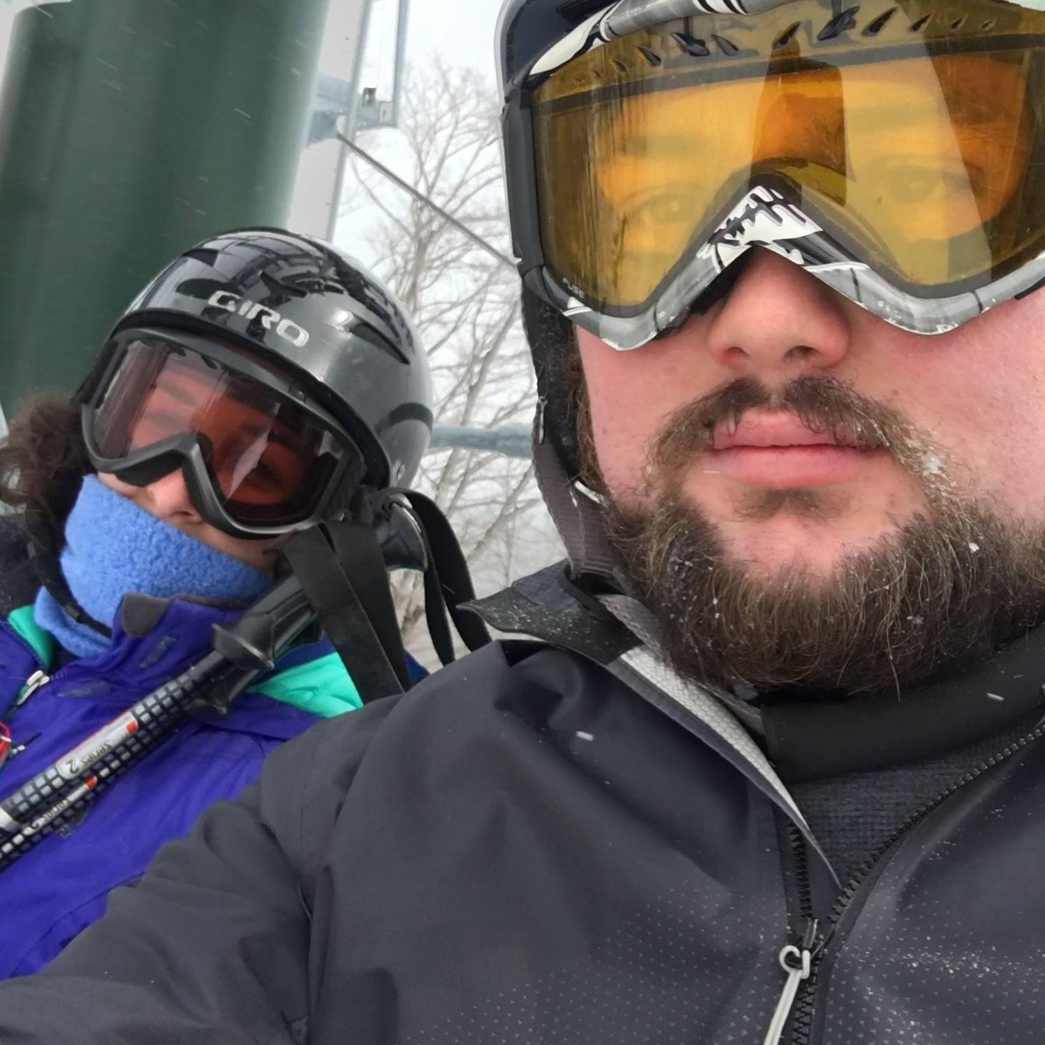 Despite their faces in this picture, Annie and Phillip love to ski together.