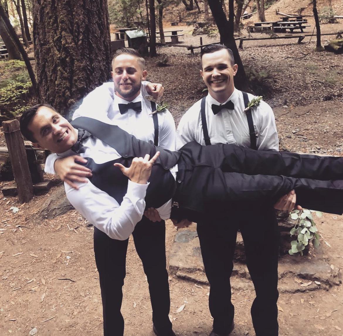 Drew and groomsmen Ryan and Bo