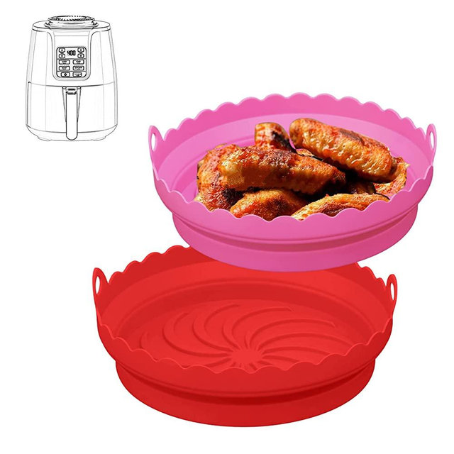 Silicone Air Fryer Liner for Ninja AF 101 Air Fryer, 2-Pack Reusable Air Fryer Silicone Basket Silicone Pot Round Air fryer Oven Accessories Compatible with Ninja Foodi AF 101 AF 150 AF 161 Air Fryer