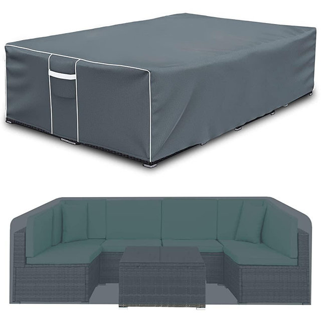 Outdoor Furniture Cover Waterproof, Outdoor Sectional Cover, 500D Heavy Duty, All Weather Protection Rectangular Patio Covers for Outdoor Furniture Set, 126" L x 64" W x 29" H -Grey