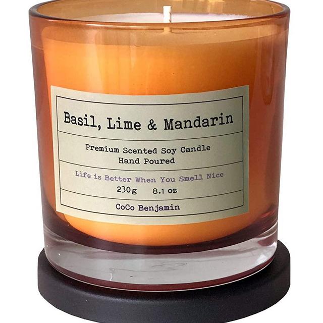 (Basil, Lime & Mandarin) 8.1 oz, 100% Soy, Hand Poured Soy Candle, Highly Scented