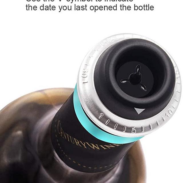 Wine Saver Vacuum Pump with 4 Wine Bottle Stoppers, Stainless Steel