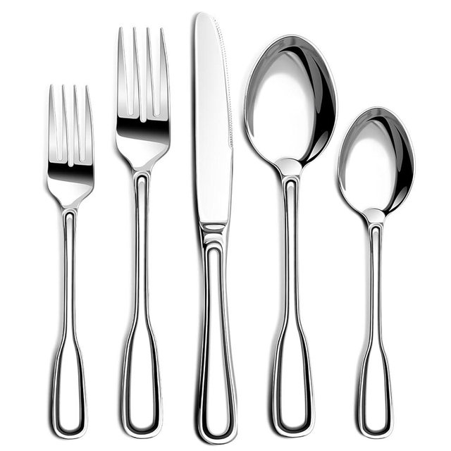 Nice Kitchen Silverware Set for 8, Heavy Duty Stainless Steel Cutlery Set with Wide Handles, Mirror Polished Utensils Spoons and Forks Set for Kitchen，Dishwasher Safe (Silver, 40 Pieces for 8)