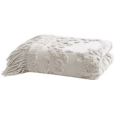 60"x50" Mila Cotton Tufted Throw Blanket Gray