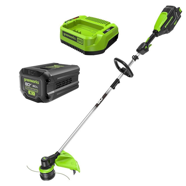 Greenworks 80V 16" Brushless Cordless String Trimmer, 2.0Ah Battery and Charger Included