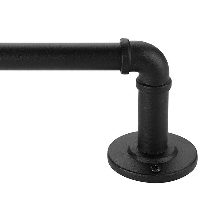 Rustic Industrial Curtain Rods for Windows 48 to 84 Inches, Blackout Wrap Around Curtain Rod, for Indoor and Outdoor, Simple Modern Design, 5/8 Inch Rod Diameter, 48 to 86 Inches, Black