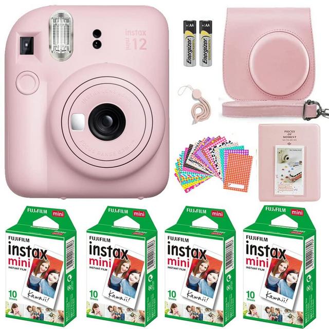 Fujifilm Instax Mini 12 Instant Camera with Fujifilm Instant Mini Film (40 Sheets) with Accessories Including Carrying Case with Strap, Photo Album, Stickers (Pink)