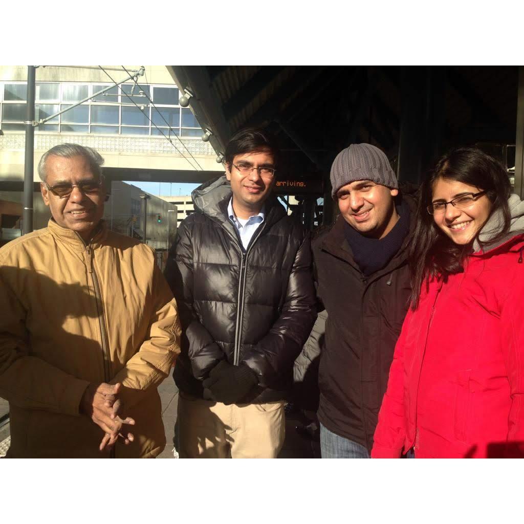 Mil's dad, Nimesh, Mil, Mil's cousin, Abhijit, and his wife Kanika
