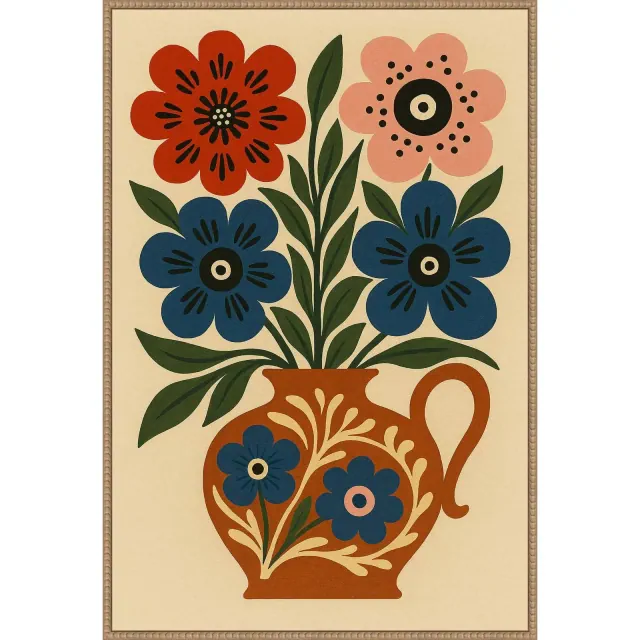 Amanti Art 28"x41" Big Boho Floral Vase by Marianne Bassil Framed Canvas Wall Art