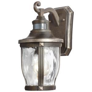 McCarthy 1-Light Bronze with Gold Highlights Outdoor Motion Sensor Wall Lantern Sconce