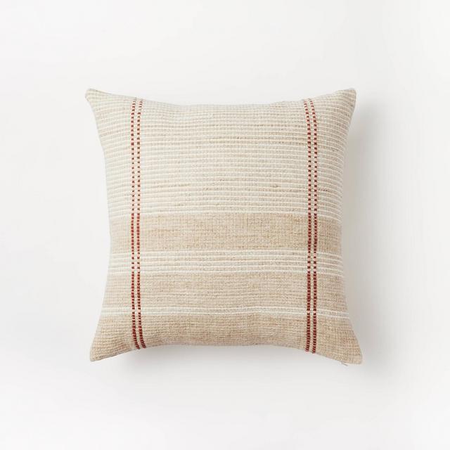 Woven Striped Square Throw Pillow Neutral/Rust - Threshold™ designed with Studio McGee