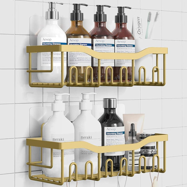 EUDELE Shower Caddy 2 Pack,Adhesive Shower Organizer for Bathroom Storage&Home Decor&Kitchen organizers and storage,No Drilling,Rustproof Stainless Steel Bathroom Shelf Organizer,Bathroom Decor Sets