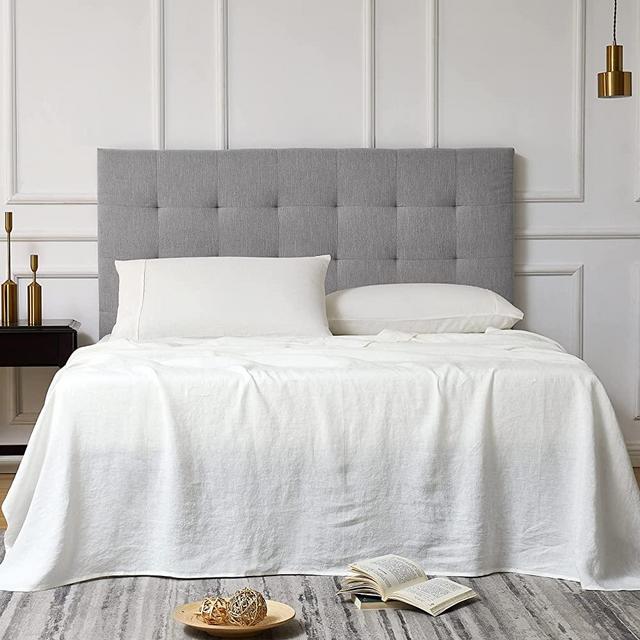 Linen Sheets Queen Size 100% French Natural Flax with Stone Washed 16 Inch Deep Pocket Ultra Breathable 100% Recyclable(1 Flat, 1 Fitted Sheet and 2 Pillowcases Off-White Queen)