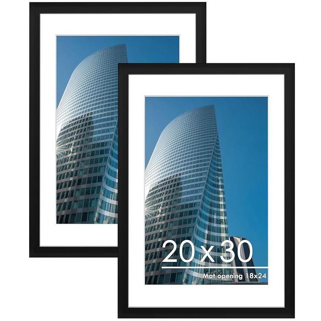PEALSN 20x30 Picture Frame Set of 2, Display Pictures 18 x 24 with Mat or 20 x 30 Without Mat for Wall Mounting Display, Poster Frames, Black