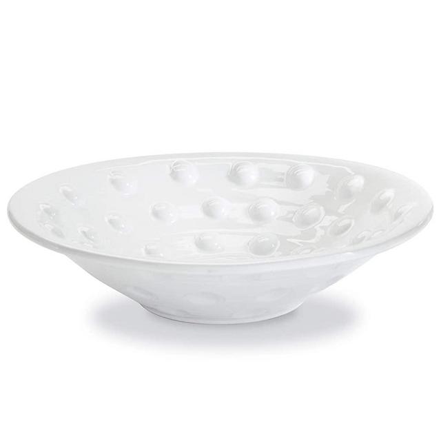 Mud Pie Home Sercing Raised Dot Centerpiece Bowl, white, "3 1/2"" x 14"" dia" (46000152)