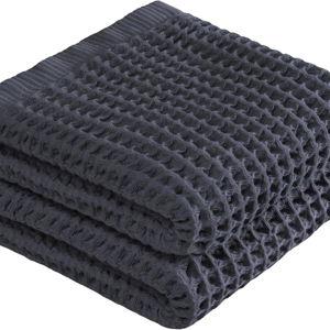 DEMMEX Organic Cotton Waffle Weave Turkish Hand Towels for Bathroom & Kitchen, Large 20x30 in, 100% Oeko-TEX Certified Ultra Soft Cotton, Lightweight Quick Dry Waffle Hand Towels, Set 2 (Charcoal)