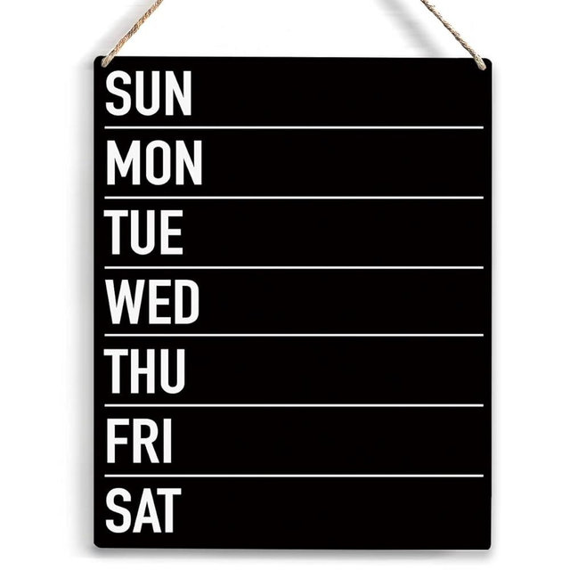 Sun Mon Tue Wed Thu Fri Sat Wood Sign Rustic Menu Chalkboard Wooden Hanging Plaque for Home Dining Room Wall Art Decoration 8 x 10 Inches Present