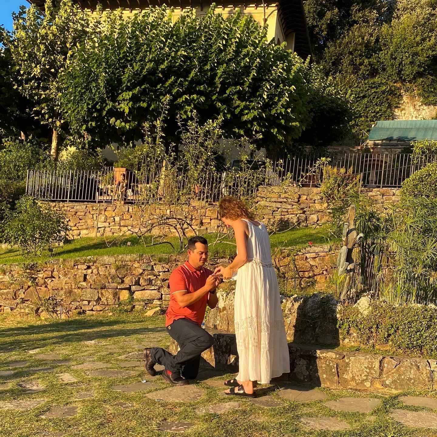 Matt proposed in the rose garden just below Piazza De Michelangelo