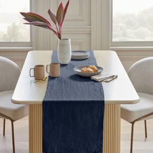 European Linen Table Runner - Navy