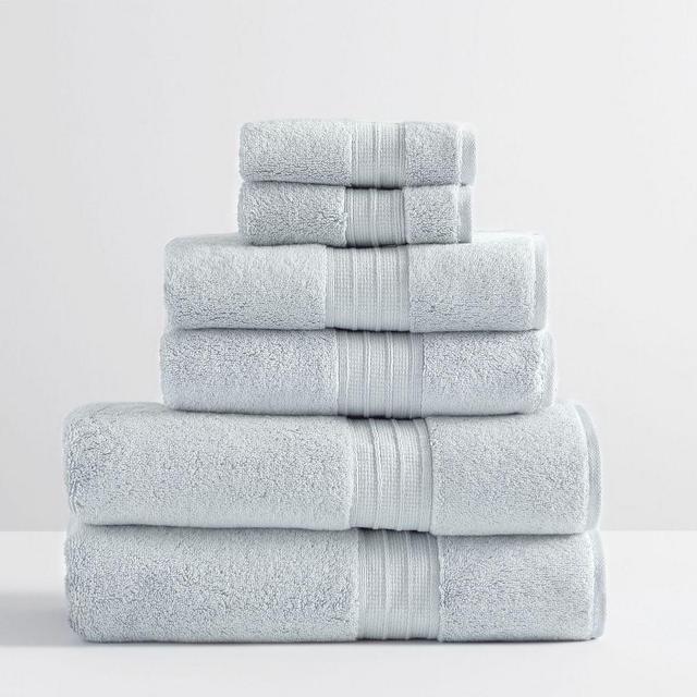 Hydrocotton Organic Bath, Hand, & Washcloth Towels, Set of 6, Porcelain Blue